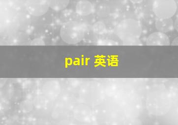 pair 英语